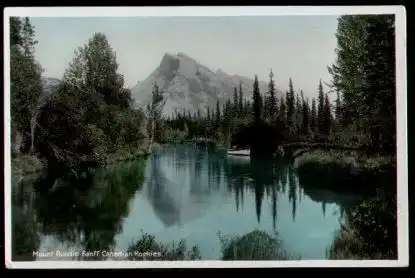 Canadian Rockies. Mount Rundle Banff. Handcoloured.