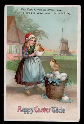 Happy Easter Tide. Litho und Prägedruck