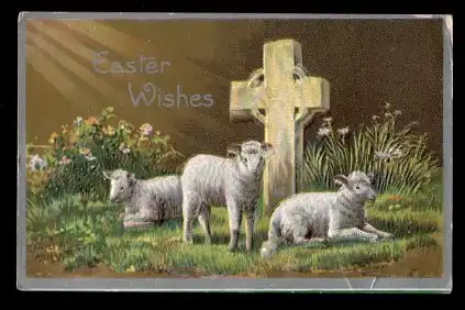 Easter Wishes. Litho und Prägedruck