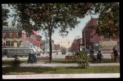 USA. Galesburg. Ills. Central Park and Main Street