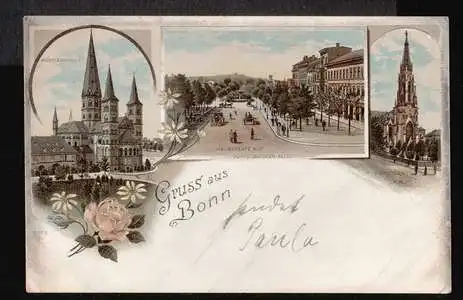 Bonn. Münsterkirche, Kaiserplatz mit Poppelsdorfer Allee