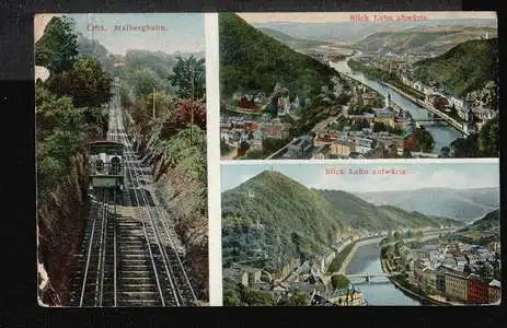 Bad Ems. Malbergbahn, Blick Lahn abwärts, Blick Lahn aufwärts