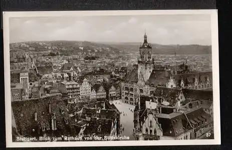 Stuttgart. Blick zum Rathaus von der Stiftskirche