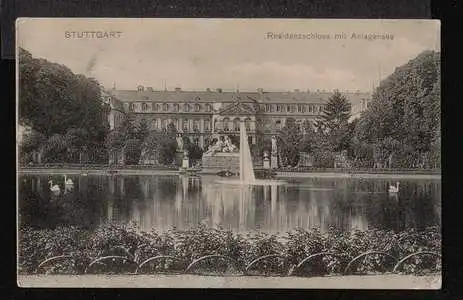 Stuttgart. Residenzschloss mit Anlagensee