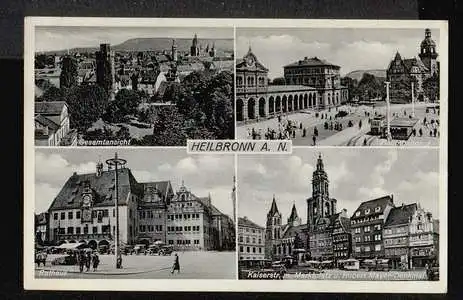 Heilbronn. a.N. Gesamtansicht, Hauptbahnhof, Rathaus