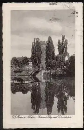 Heilbronn. a. Neckar. Eiserner Steg mit Götzenturm