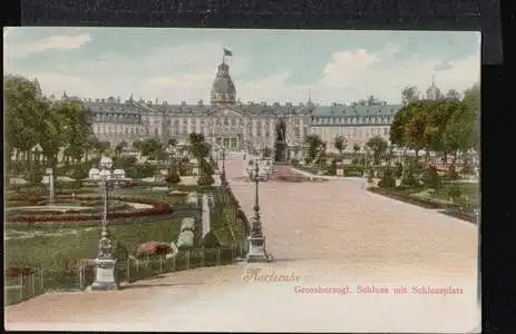 Karlsruhe. Grossgerzogl. Schloss mit Schlossplatz