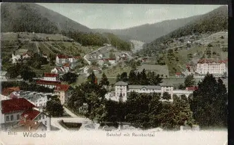 Wildbad. Bahnhof mit Rennbachtal