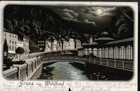 Wildbad. Gruss aus Olgastrasse mit Trinkhalle