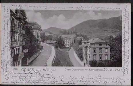 Wildbad. Gruss aus Obere Olgastrasse mit Kernerstrasse