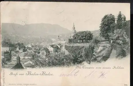 Baden Baden. Gruss aus Die Terrasse vom neuen Schloss