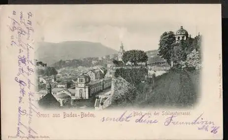 Baden Baden. Gruss aus Blick von der Schlossterrasse