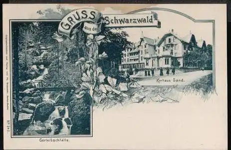 Schwarzwald. Gruss aus dem S. Kurhaus Sand, Gertelbachfälle