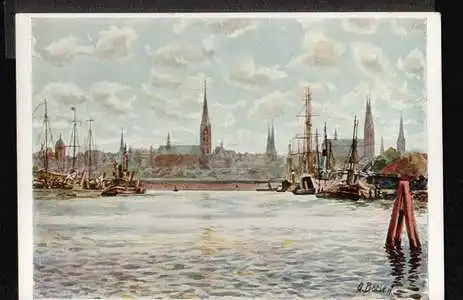 Lübeck. Einfahrt in den Hafen