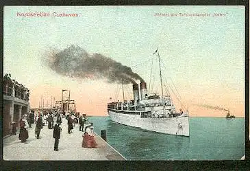 Cuxhaven. Abfahrt des Turbinendampfer "Kaiser"