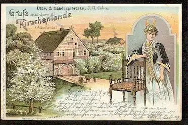 Kirschenlande. Gruss aus dem.Altländer. Braut in Nationaltracht