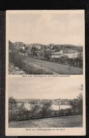 Ratzeburg. Blick vom Mühlengraben auf Krankenhauspartie.