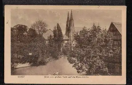 Soest. Blick vom großen Teich auf die Wiesenkirche