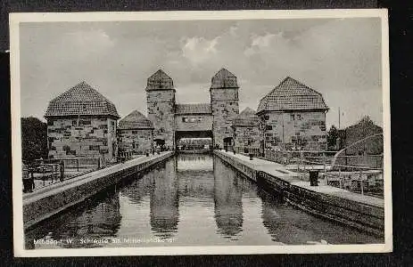 Minden in Westfalen. Schleuse am Mittellandkanal