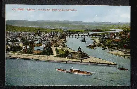 Der Rhein. Koblenz. Deutsches Eck. Blick vom Ehrenbreitstein