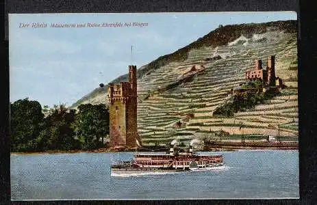 Der Rhein. Mäuseturm und Ruine Ehrenfels bei Bingen
