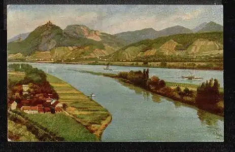 Am Rhein. Das Siebengebirge mit dem Drachenfels