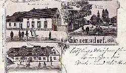 Giesendorf. Gasthof Franz Mante, Schloss, Dorfstraße mit Kirche