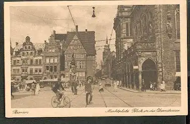 Bremen. Marktplatz Blick in die Obernstrasse