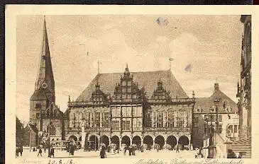 Bremen. Marktplatz, Rathaus mit Siebfrauenkirche