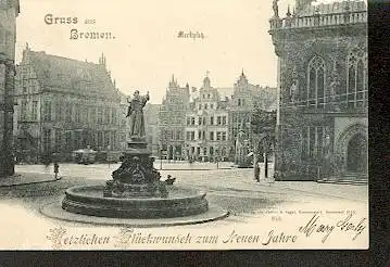 Bremen, Marktplatz. Herzlichen Glückwunsch zum neuen Jahre