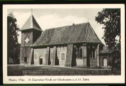 Müden. Ortze. St. Laurentius Kirche mit Glockenturm a.d. 13 Jh.