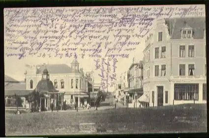 Borkum. Strandstrasse mit Eisenbahnheim