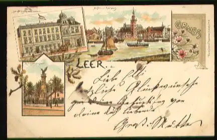 Leer. Hafen mit Rathaus, Hotel zum Prinzen von Oranien