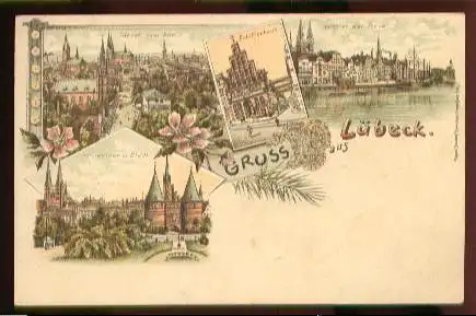 Lübeck. Dom, Schifferhaus, Hafen an der Trave,