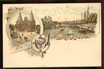 Lübeck. Gruss aus. Hafen, Holstenthor.