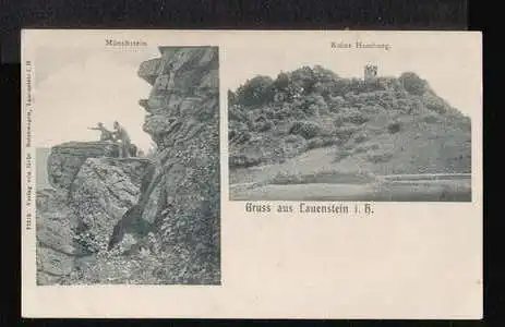 Lauenstein i. H. Gruss aus. Mönchstein, Ruine Homburg