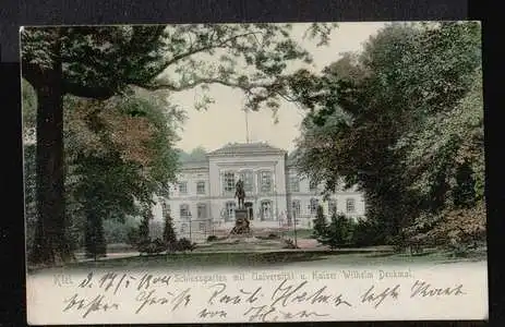 Kiel. Schlossgarten mit Universität und Kaiser Wilhelm Denkmal