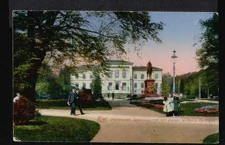 Kiel. Universität, Schlossgarten mit Kaiser Wilhelm Denkmal