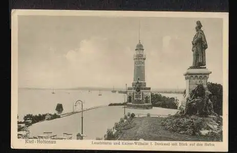 Kiel. Holtenau Leuchtturm und Kaiser Wilhelm I.
