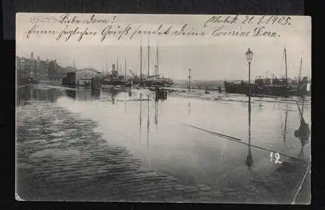 Kiel. Die Sturmflut am 31 Dezember 1904, Kaistrasse