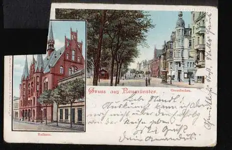 Neumünster. Gruss aus. Grossflecken, Rathaus