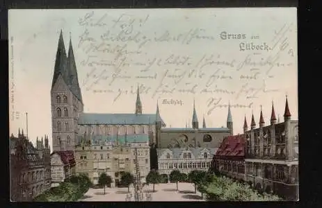 Lübeck. Gruss aus. Marktplatz