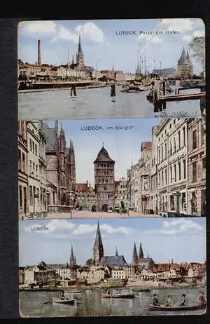 Lübeck. Partie am Hafen, am Burgtor