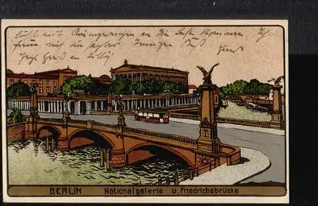 Berlin. Nationalgalerie und Friedrückbrücke.