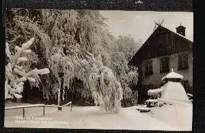 Waldstein. Winter im Fichtelgebirge. Unterkunftshaus auf den Waldstein