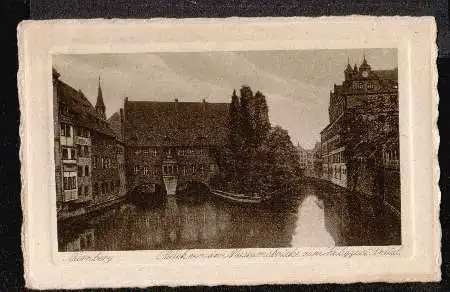 Nürnberg. Blick von der Museumsbrücke zum Heiligengeist Spital