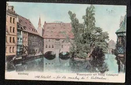 Nürnberg. Wasserpartie mit Heilig Geistspital