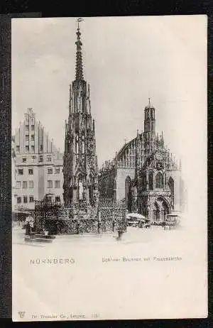 Nürnberg. Schöner Brunnen mit Frauenkirche