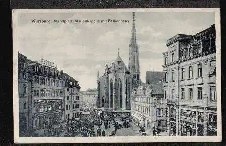 Würzburg. Marktplatz, Marienkapelle mit Falkenhaus