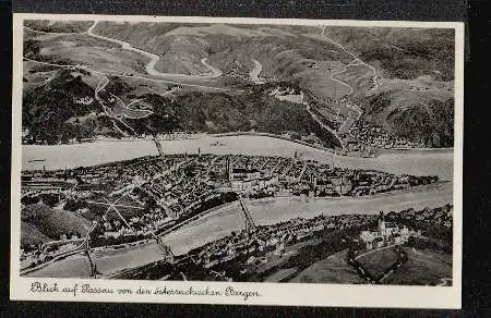 Passau. Blick auf Passau von der österreichischen Bergen